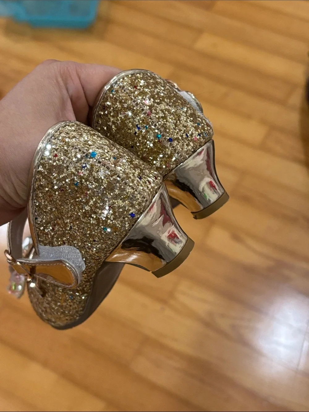 Girls Sparkle Gold Bow Mary Jane Shoes